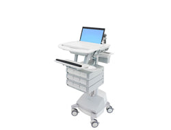 Ergotron StyleView SV44-1191-C – Laptop-Computerwagen, 9 Schubladen, mit SLA-Akku, Grau/Weiss, CH-Stecker