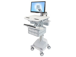 Ergotron StyleView SV44-1261-C – Computerwagen mit LCD-Arm, 6 Schubladen, mit SLA-Akku, bis 24", Grau/Weiss