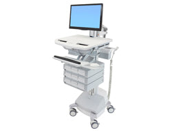 Ergotron StyleView SV44-1391-C – Computerwagen mit LCD-Pivot, 9 Schubladen, mit SLA-Akku, bis 24", Grau/Weiss