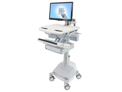 Ergotron StyleView SV44-1211-C – Computerwagen mit LCD-Arm, 1 Schublade, mit SLA-Akku, bis 24,0", Grau/Weiss
