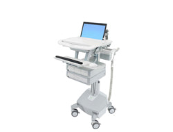 Ergotron StyleView SV44-1142-C – Laptop-Computerwagen, 4 Schubladen, mit LiFe-Akku, Grau/Weiss, Aluminium