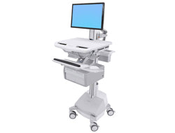 Ergotron SV44-13C1-C – Computerwagen mit LCD-Pivot, 2 Schubladen, mit SLA-Akku, bis 24,0", Grau/Weiss
