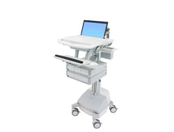 Ergotron StyleView SV44-1141-C – Laptop-Computerwagen, 4 Schubladen, mit SLA-Akku, CH-Stecker, Grau/Weiss