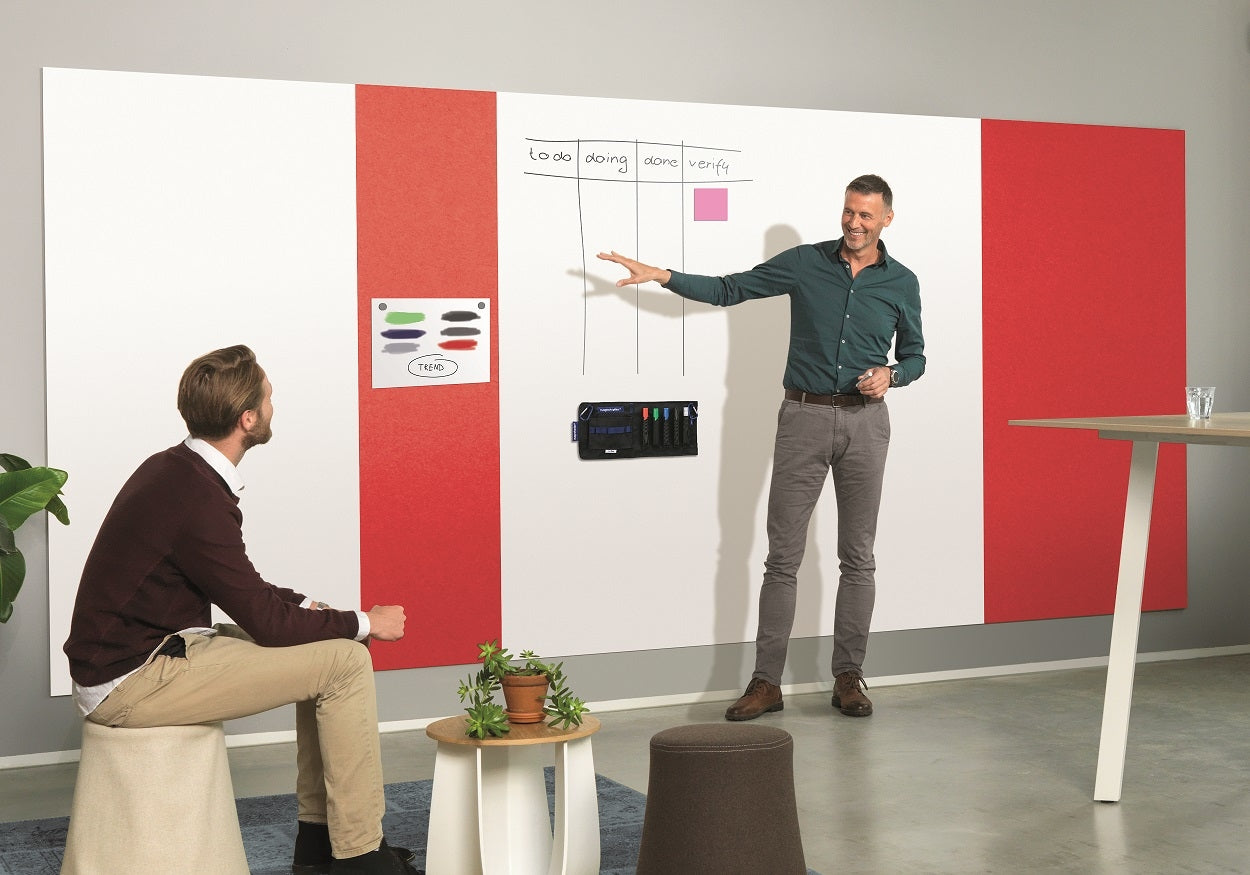 Magnetoplan Akustik-Pinnwand Infinity Wall X – Textil, magnetisch – 49 × 198 cm – Rot