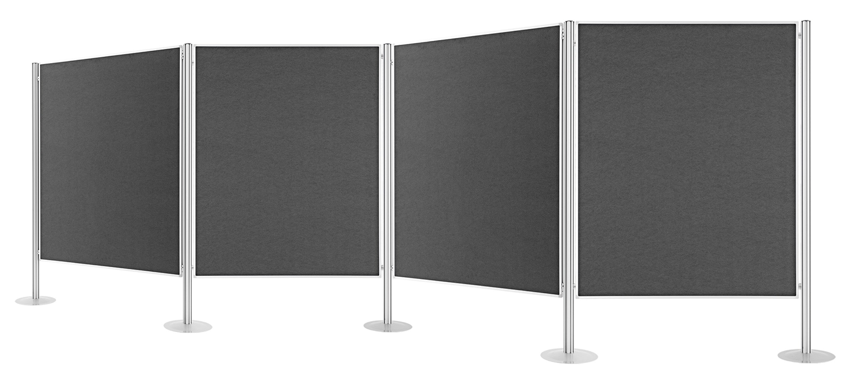 Magnetoplan Moderationswand 1101004 – Filz, mit Standfüssen, doppelseitig – 518,5 × 180 cm – grau