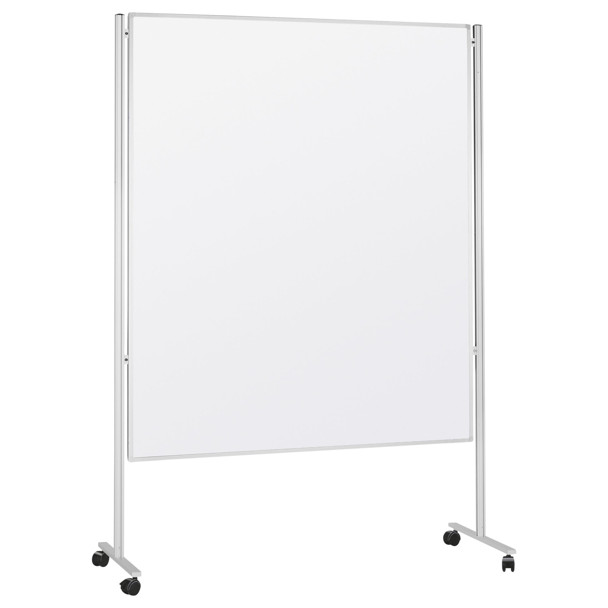 Magnetoplan Moderationswand – Filz, mit Rollen, doppelseitig – 120 × 150 cm – Grau, Alurahmen