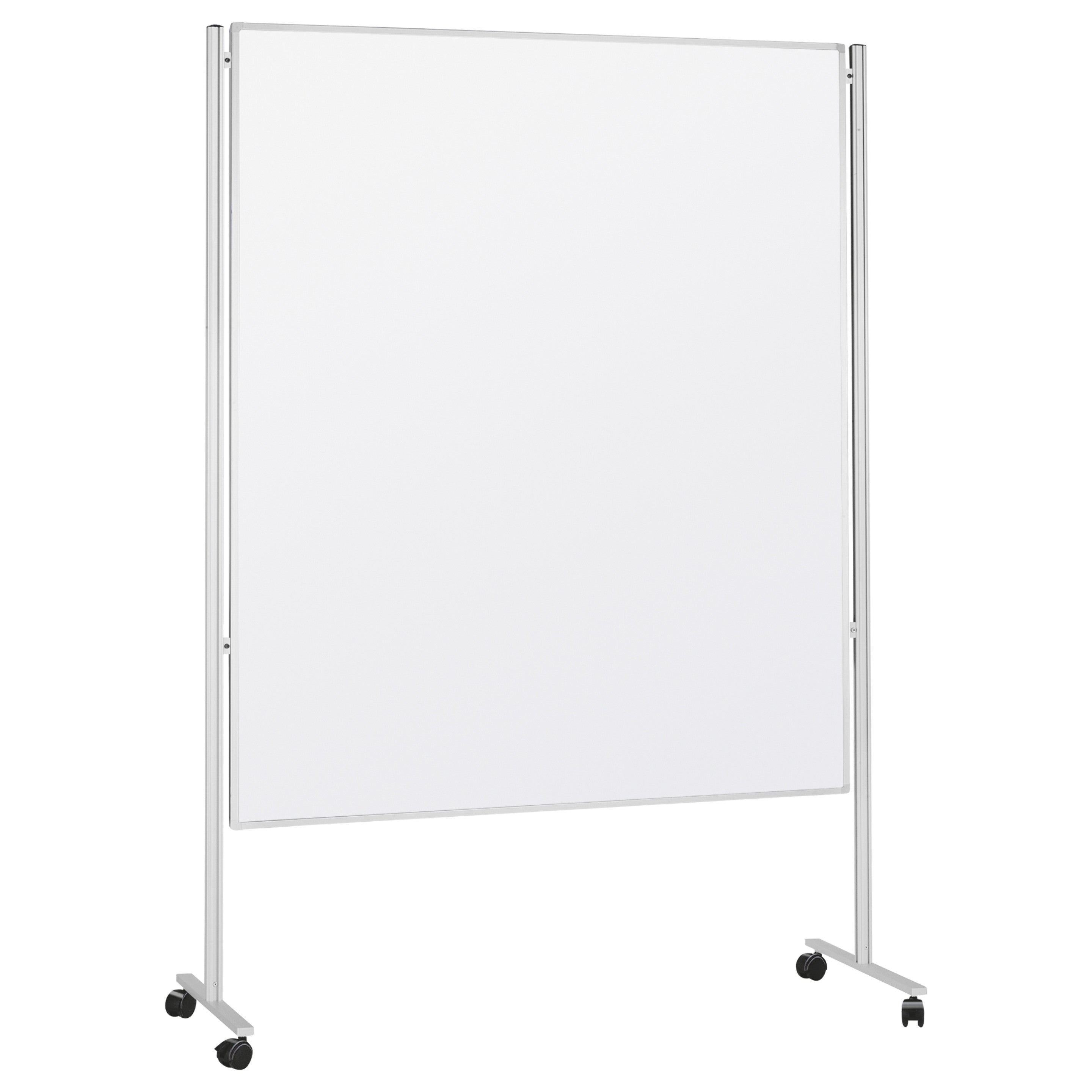 Magnetoplan Moderationswand – Filz, mit Rollen, doppelseitig – 120 × 150 cm – Grau, Alurahmen