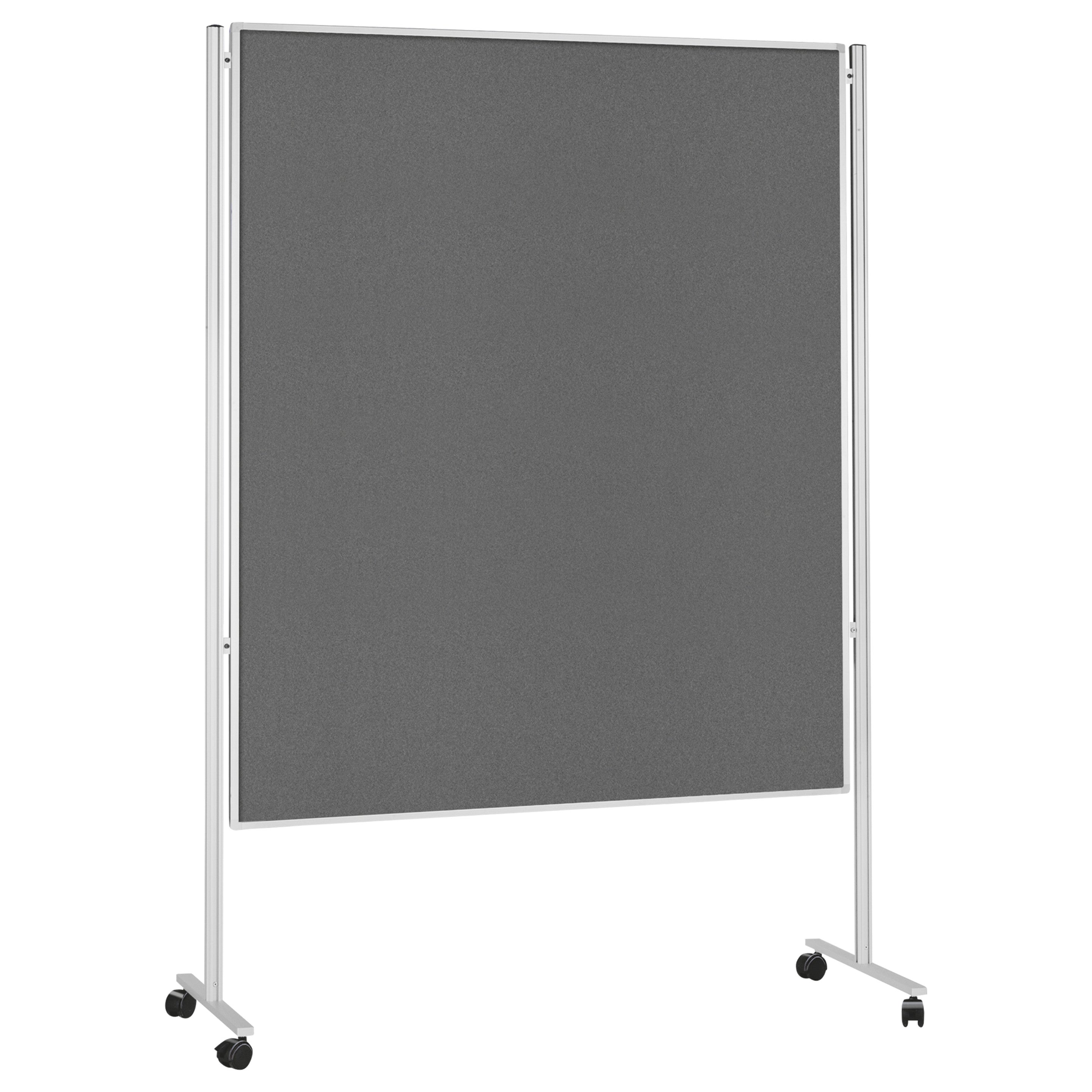 Magnetoplan Moderationswand 1101101M – Filz, mit Rollen – 127,5 × 159,5 cm – Grau, Alurahmen