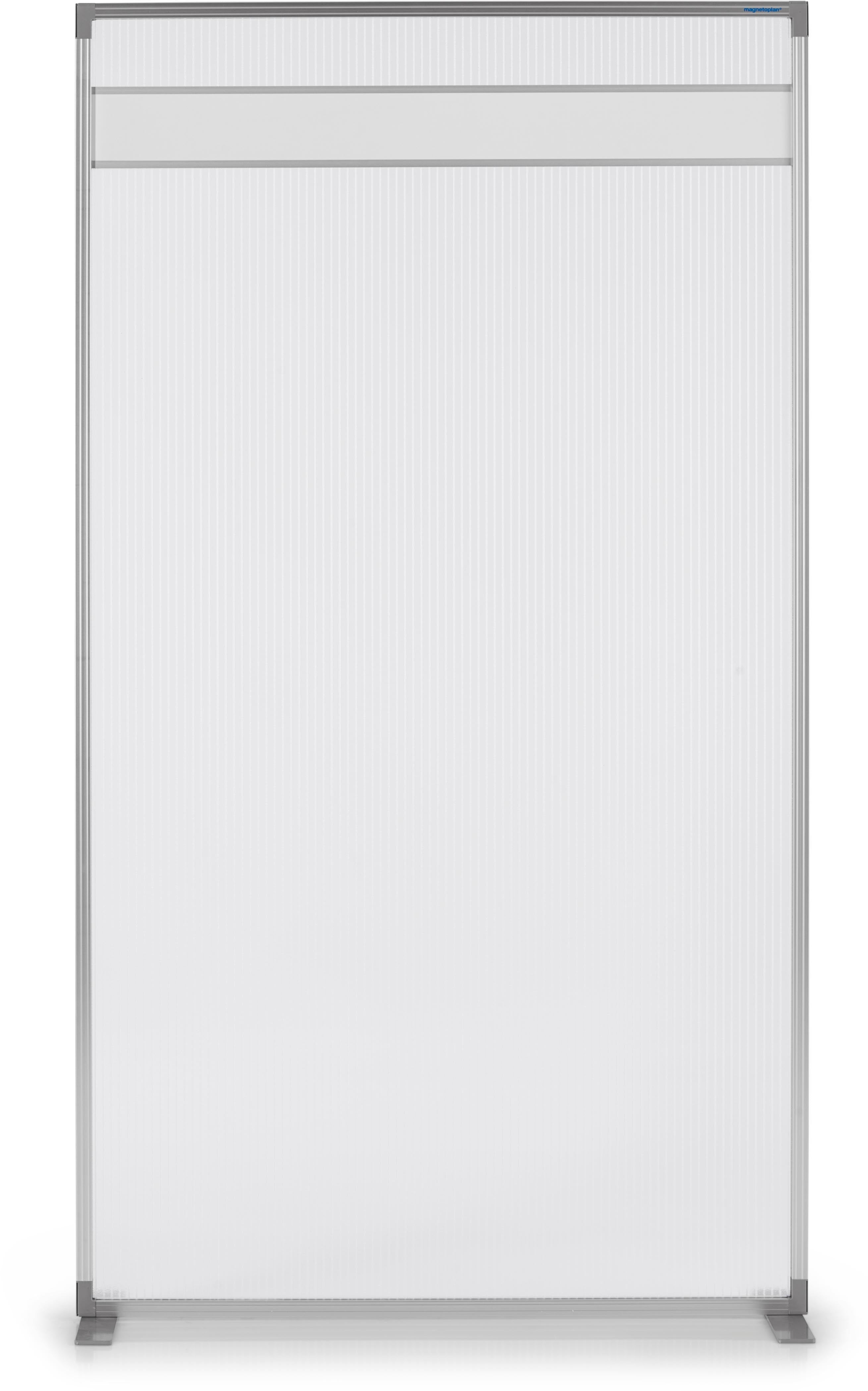 Magnetoplan Stellwand – 1000 × 1800 mm, Polycarbonat, Aluminiumrahmen, transparent, mit Standfüssen