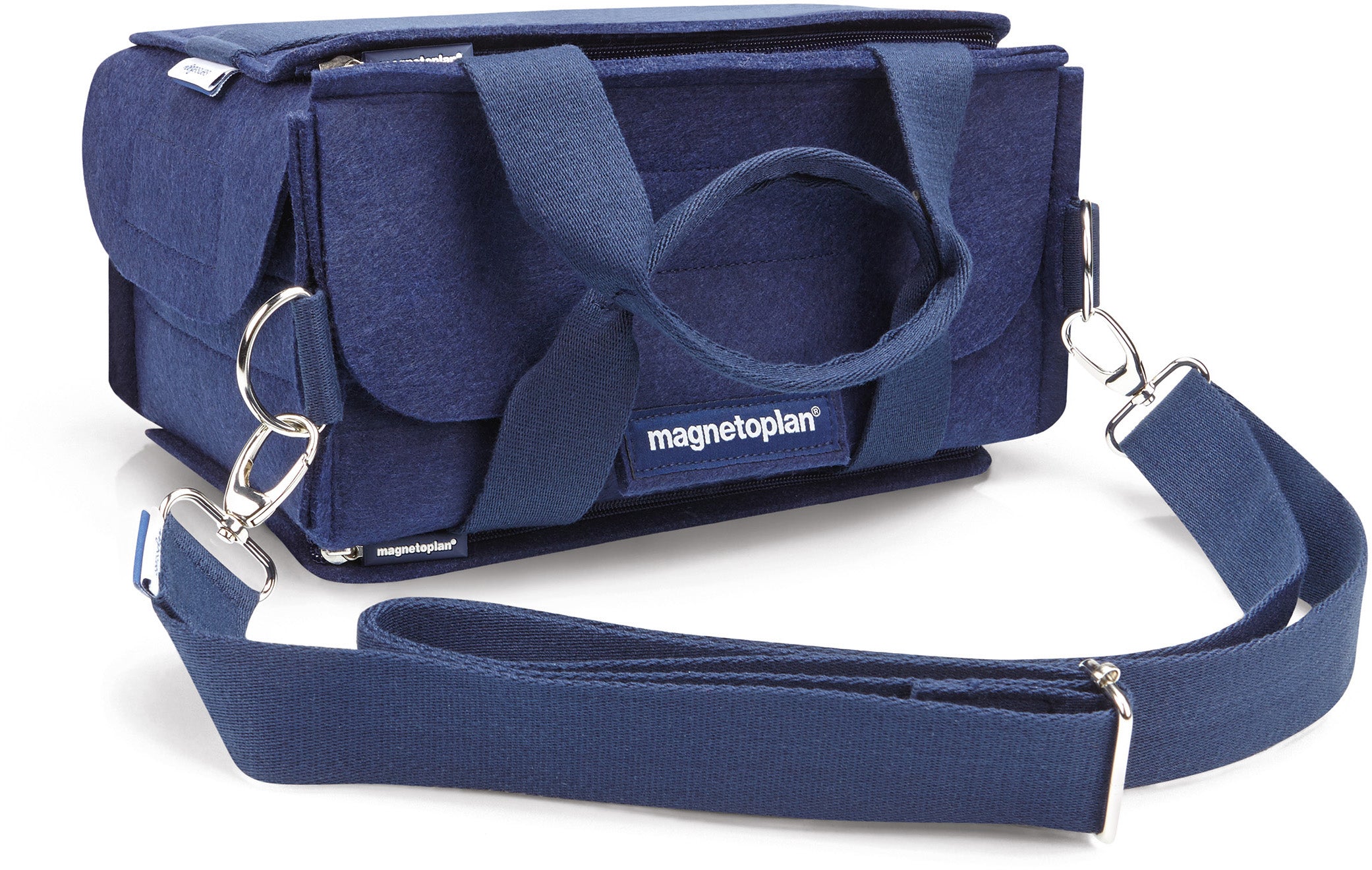 Magnetoplan ecoAware Moderationskoffer befüllt – recycelter Polyester, inkl. Schultergurt