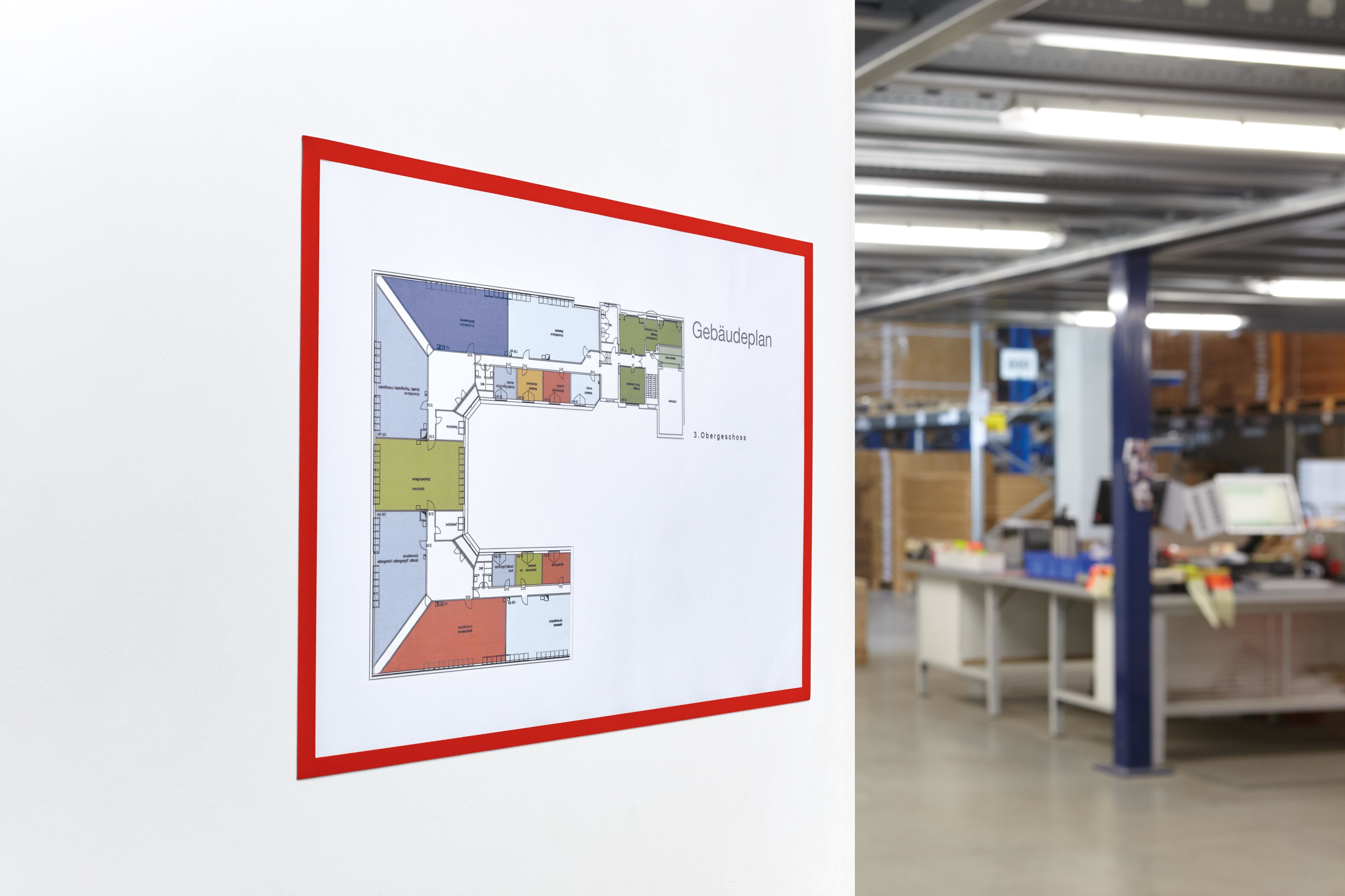 Magnetoplan Magnetofix Magnetrahmen – DIN A3 – rot – 5er Pack