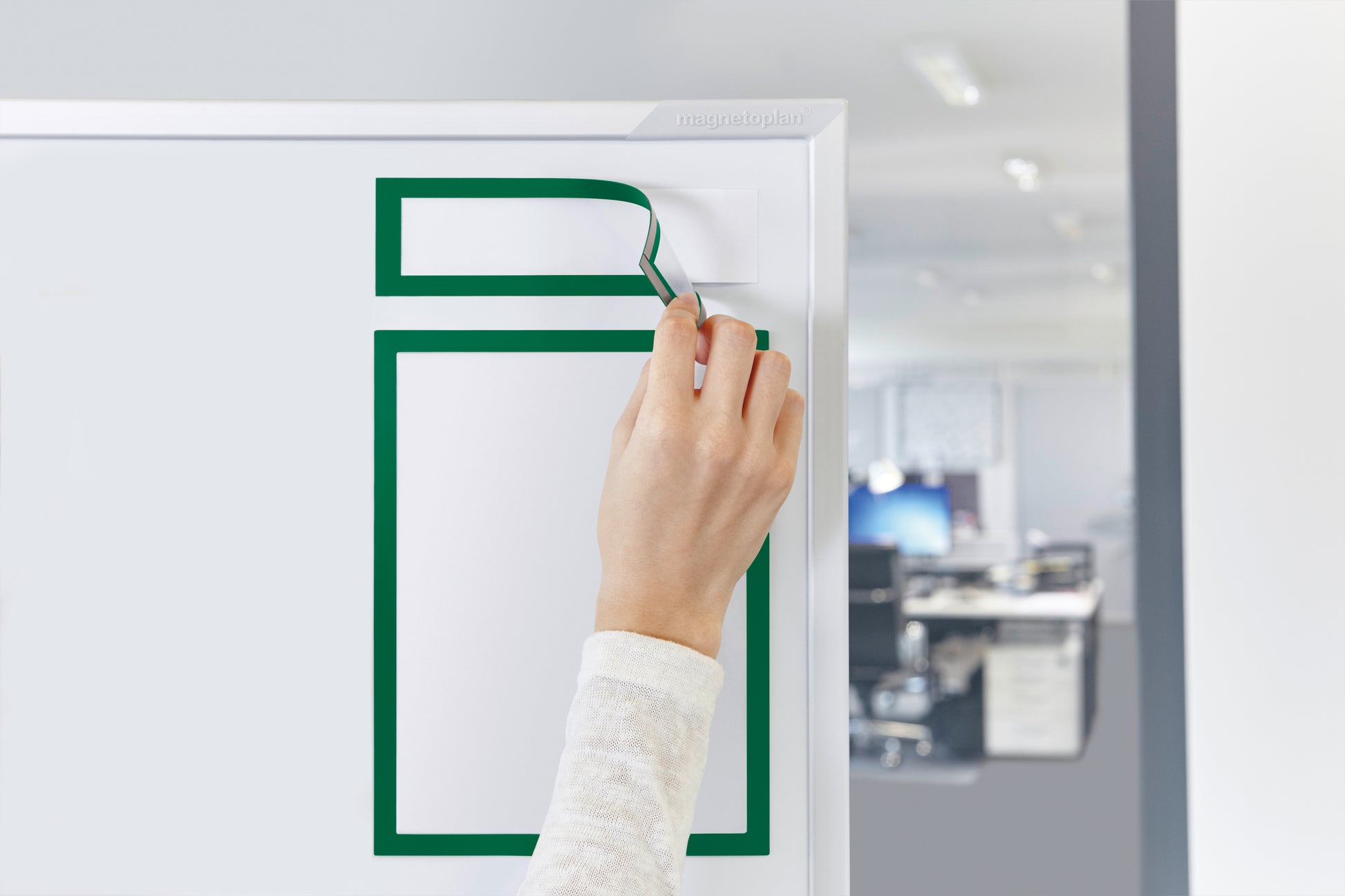 Magnetoplan magnetofix TOPSIGN Überschriftenrahmen – 232 × 52 mm – grün – 5er Pack