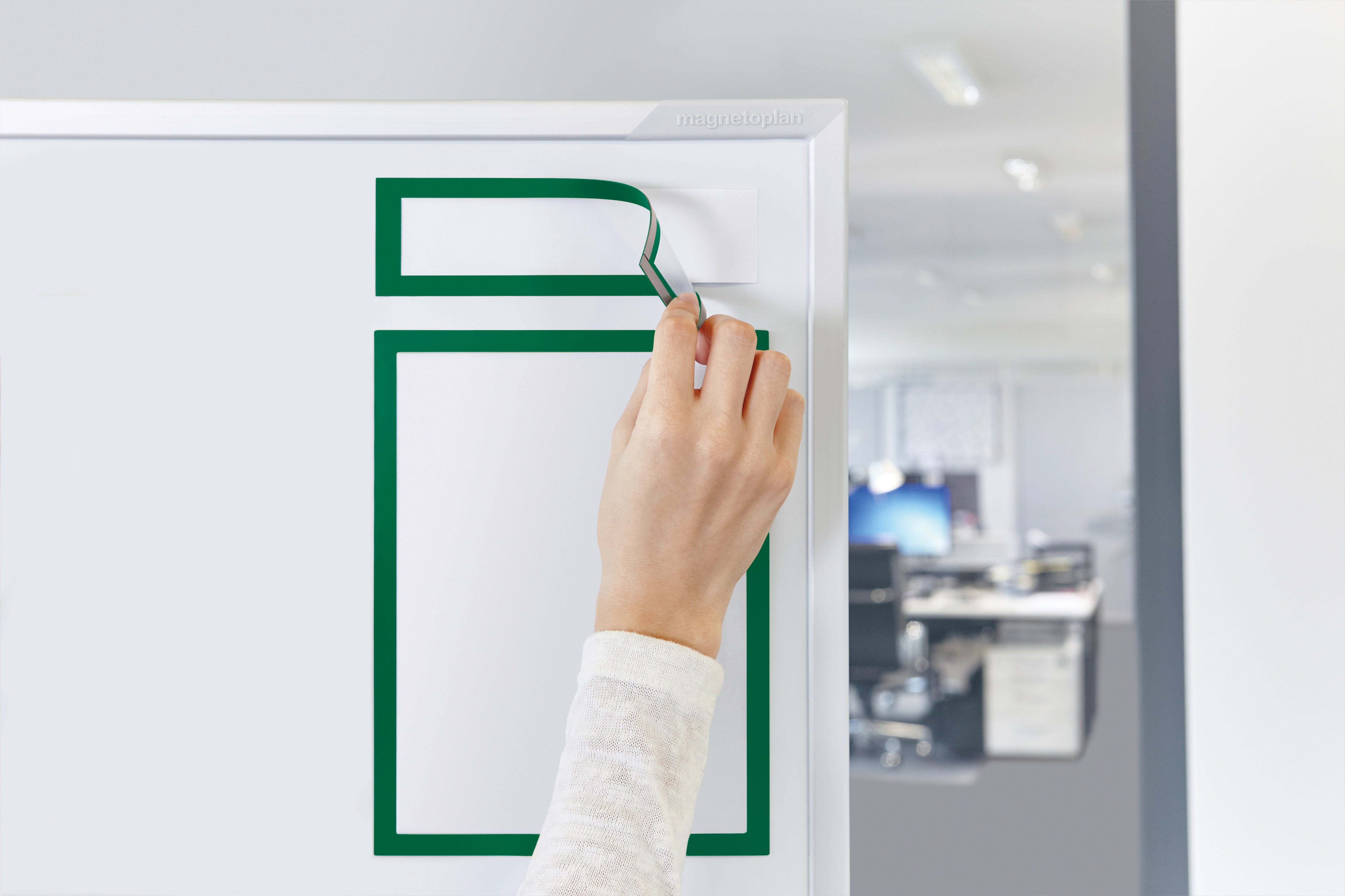 Magnetoplan magnetofix TOPSIGN Überschriftenrahmen – 232 × 52 mm – grün – 5er Pack