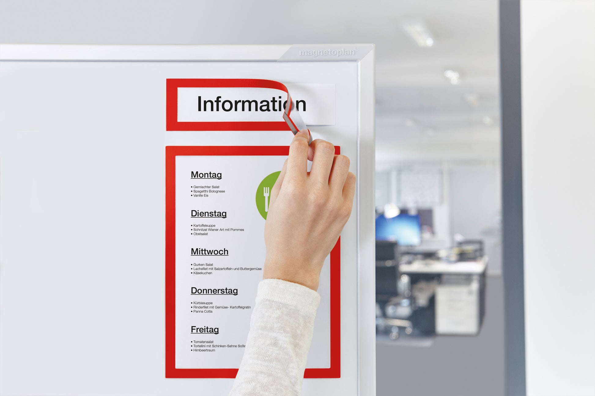 Magnetoplan magnetofix TOPSIGN Überschriftenrahmen – 232 × 52 mm – rot – 5er Pack