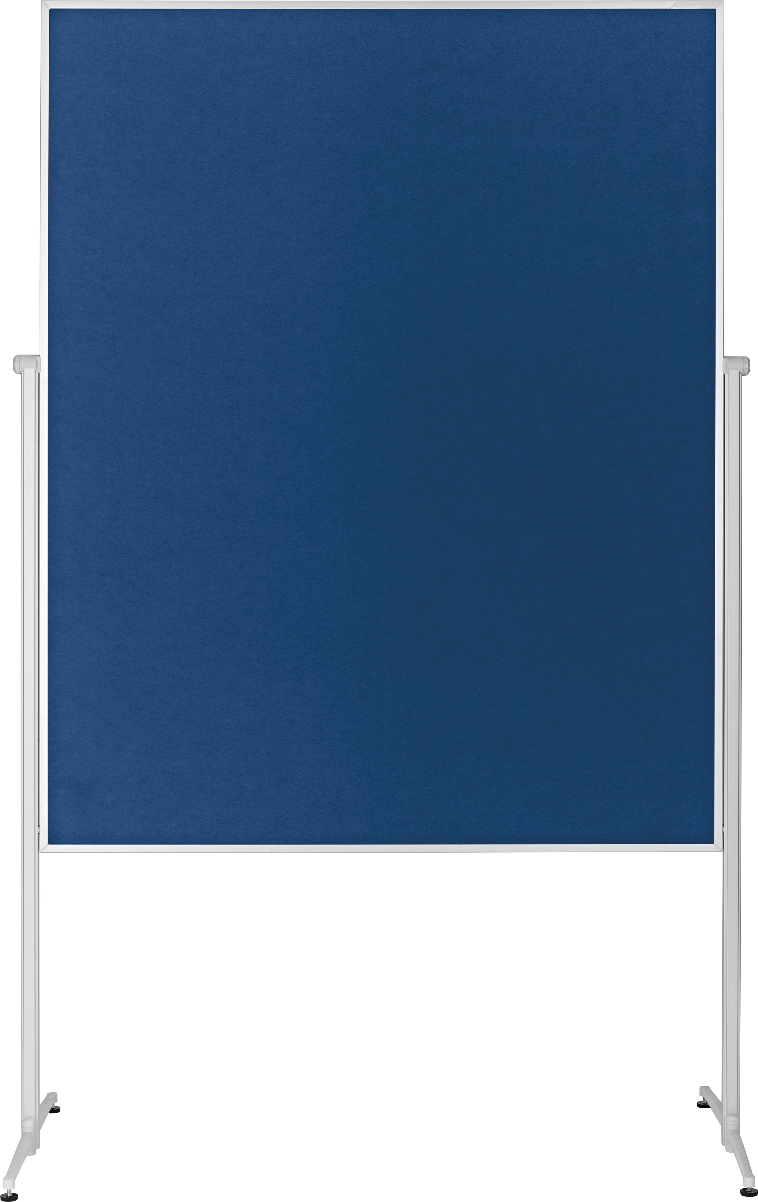 Magnetoplan Moderationswand Evo+ – Filz, mit Rollen – 120 × 150 cm – Blau, Alurahmen