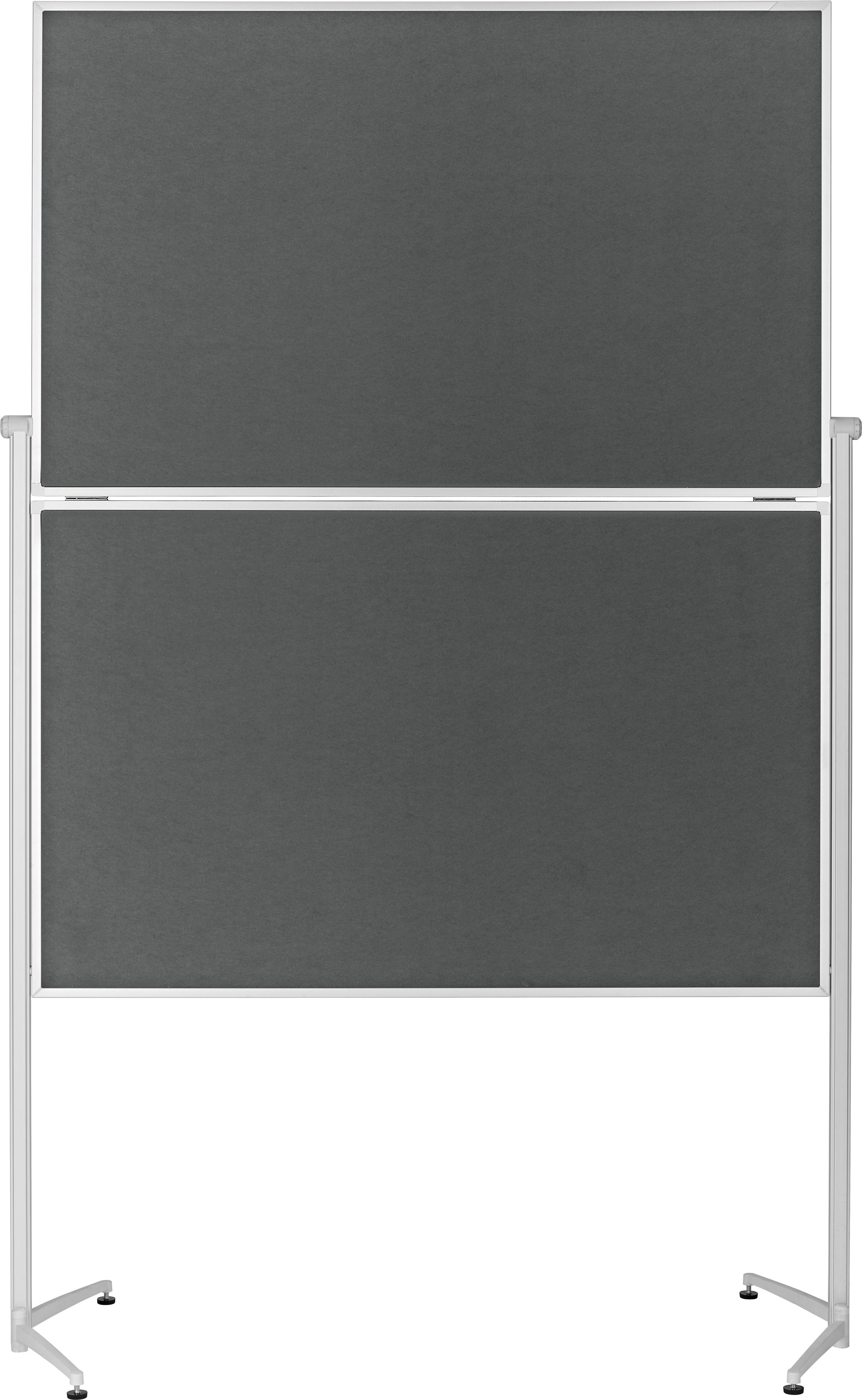 Magnetoplan Moderationswand – Filz, mit Rollen – 120 × 150 cm – Grau, Alurahmen, klappbar