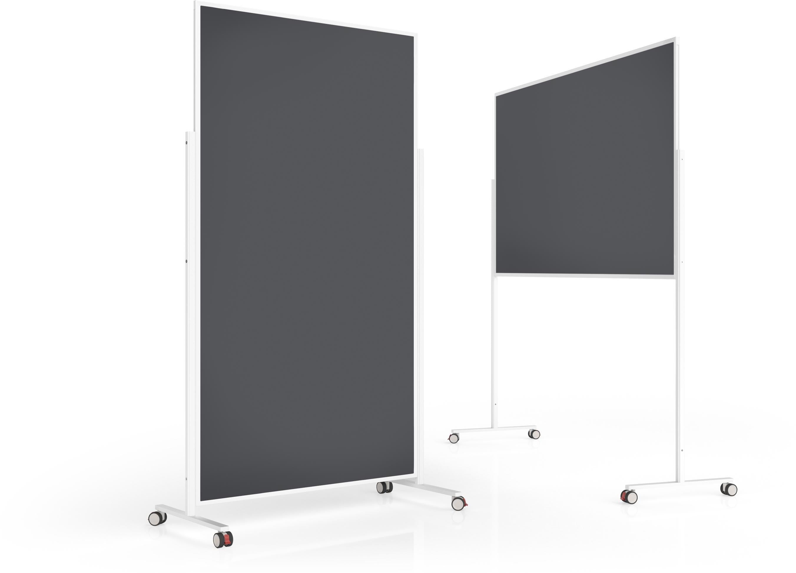 Magnetoplan Moderationswand VP 1181101 – Filz, mit Rollen – 104 × 183 cm – Grau, Alurahmen