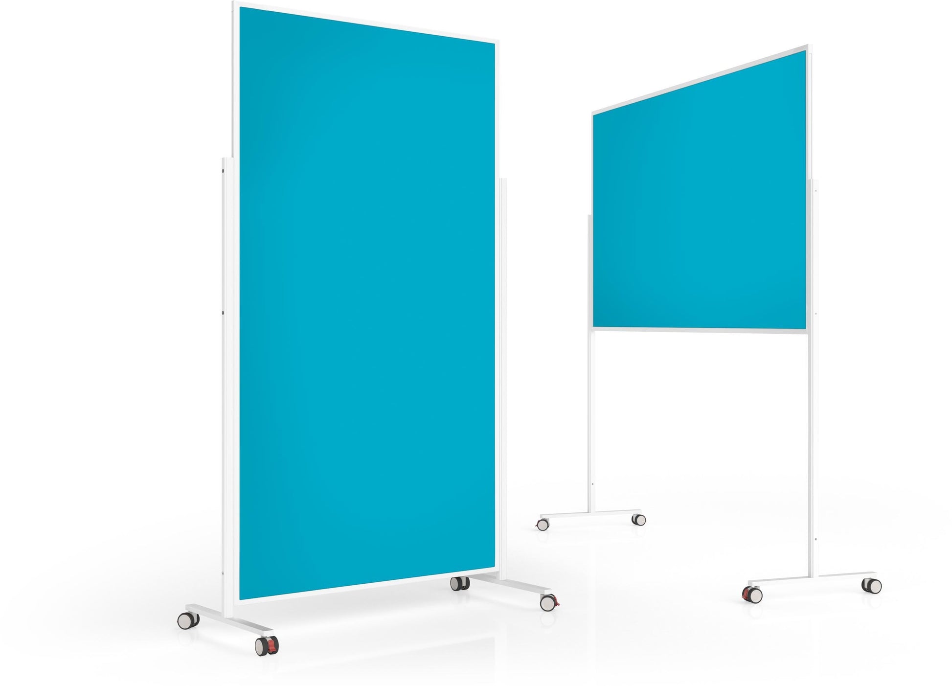 Magnetoplan Moderationswand VarioPin VP 1181104 – Filz, mit Rollen – 104 × 184 cm – türkis, Alurahmen