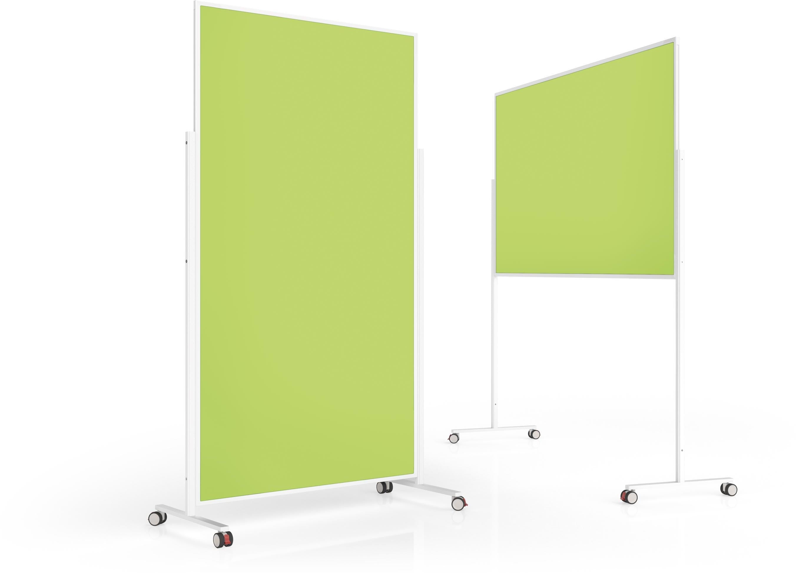 Magnetoplan Moderationswand VarioPin – Filz, mit Rollen – 104 × 184 cm – Grün, Alurahmen