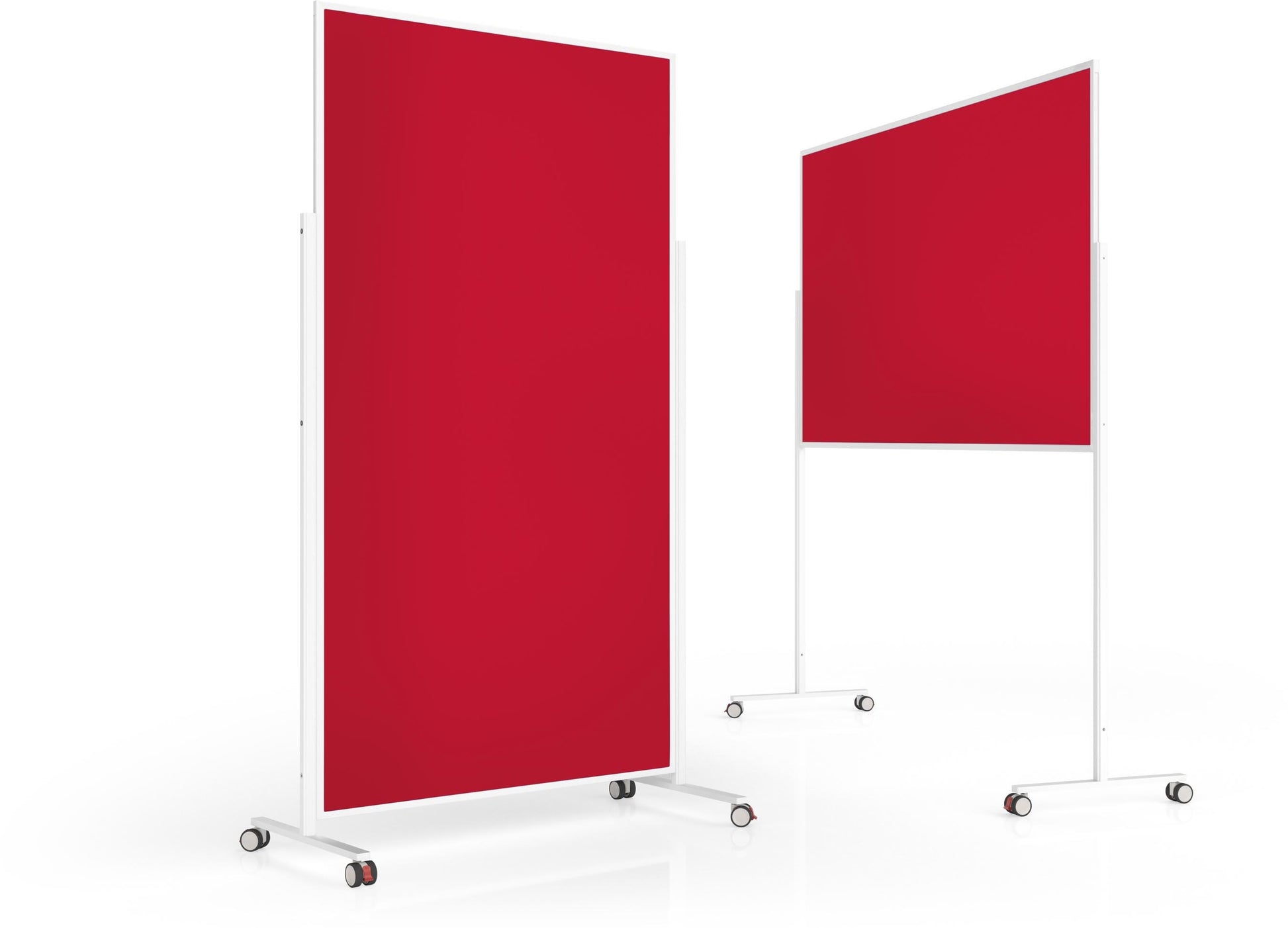 Magnetoplan Moderationswand VarioPin – Filz, mit Rollen – 104 × 183,5 cm – Rot, Alurahmen
