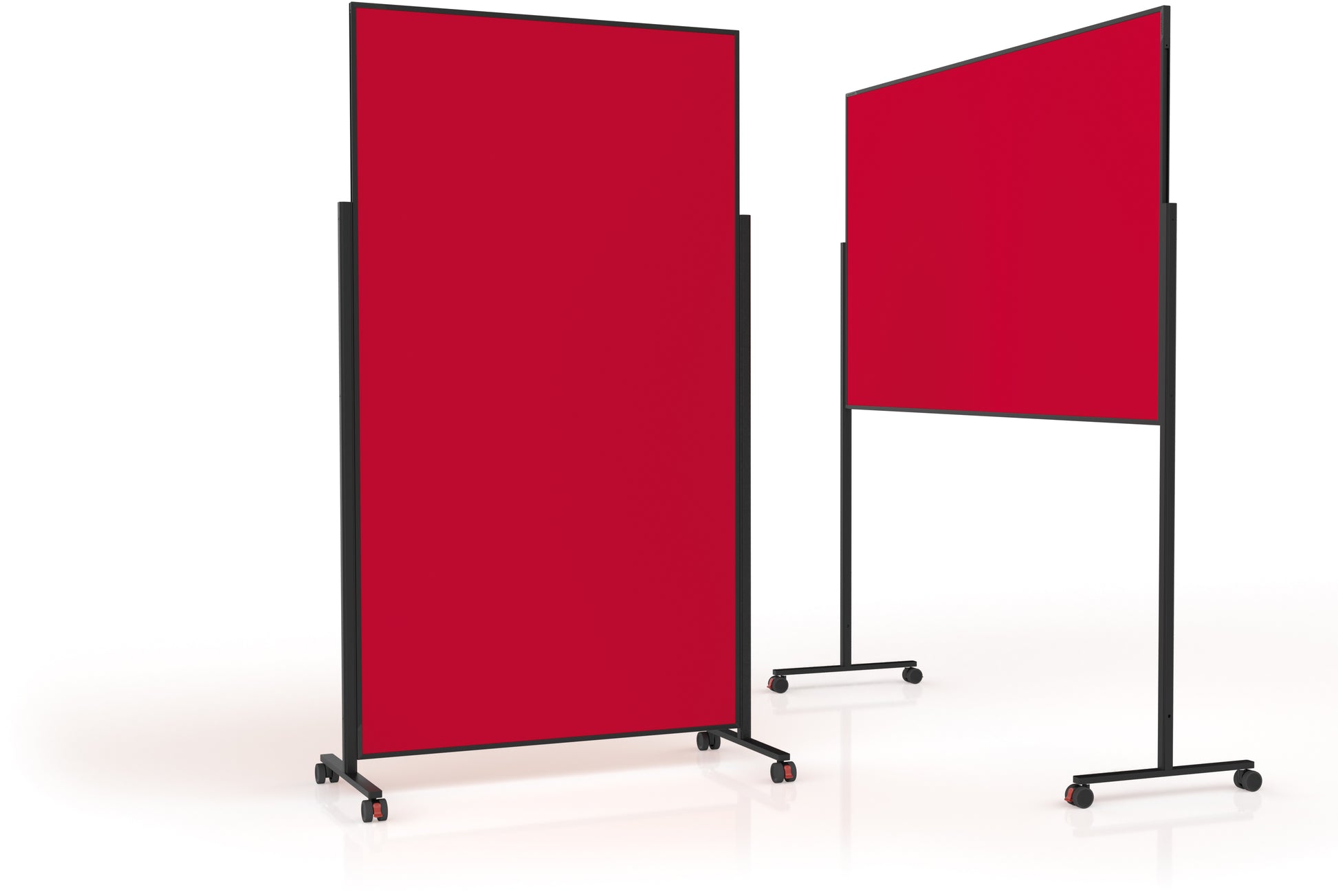 Magnetoplan Moderationswand VarioPin – Filz, mit Rollen – 105 × 184 cm – Rot, Alurahmen