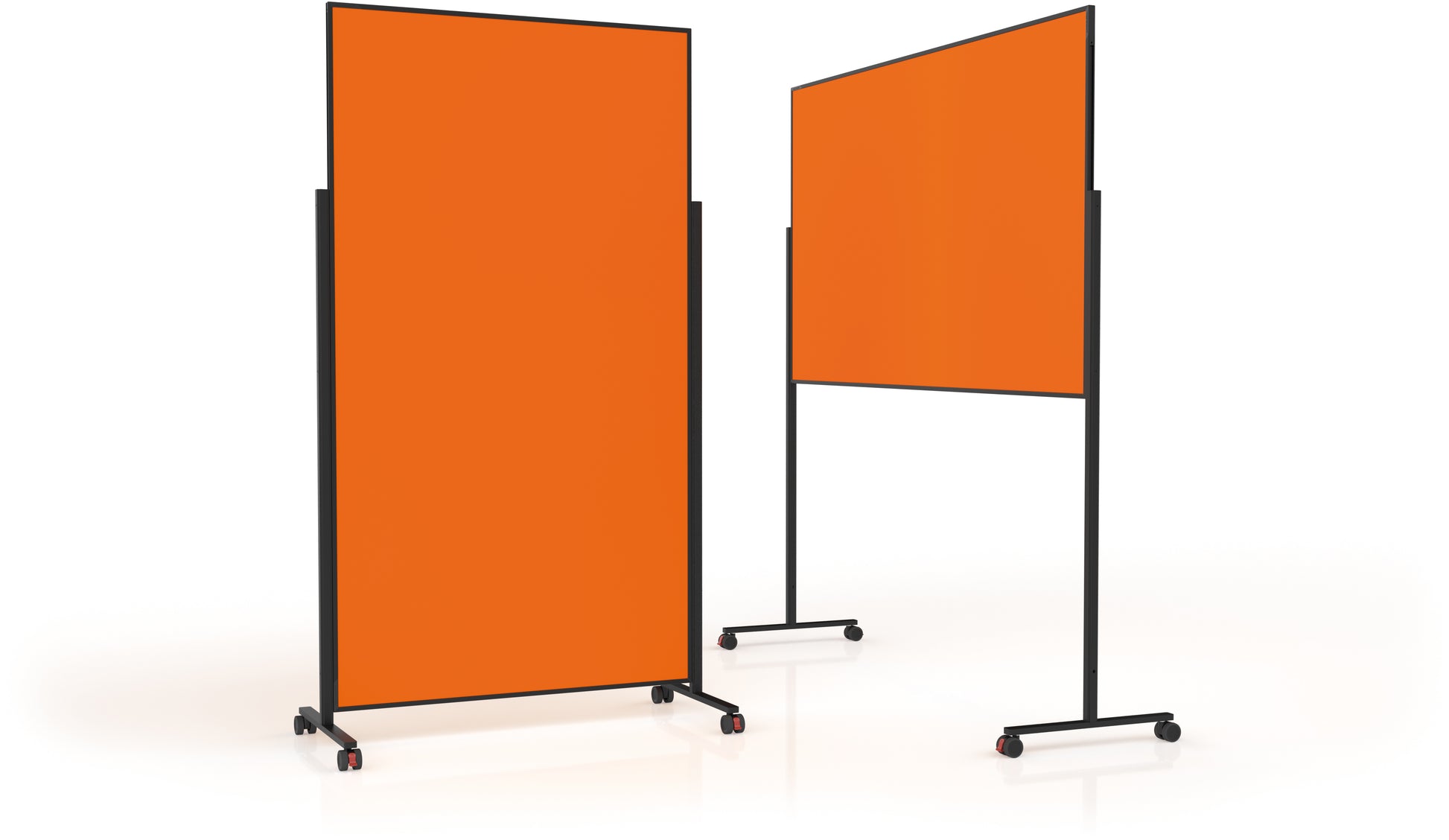 Magnetoplan Moderationswand VarioPin VP 1181244 – Filz, mit Rollen – 100 × 180 cm – Orange, Alurahmen