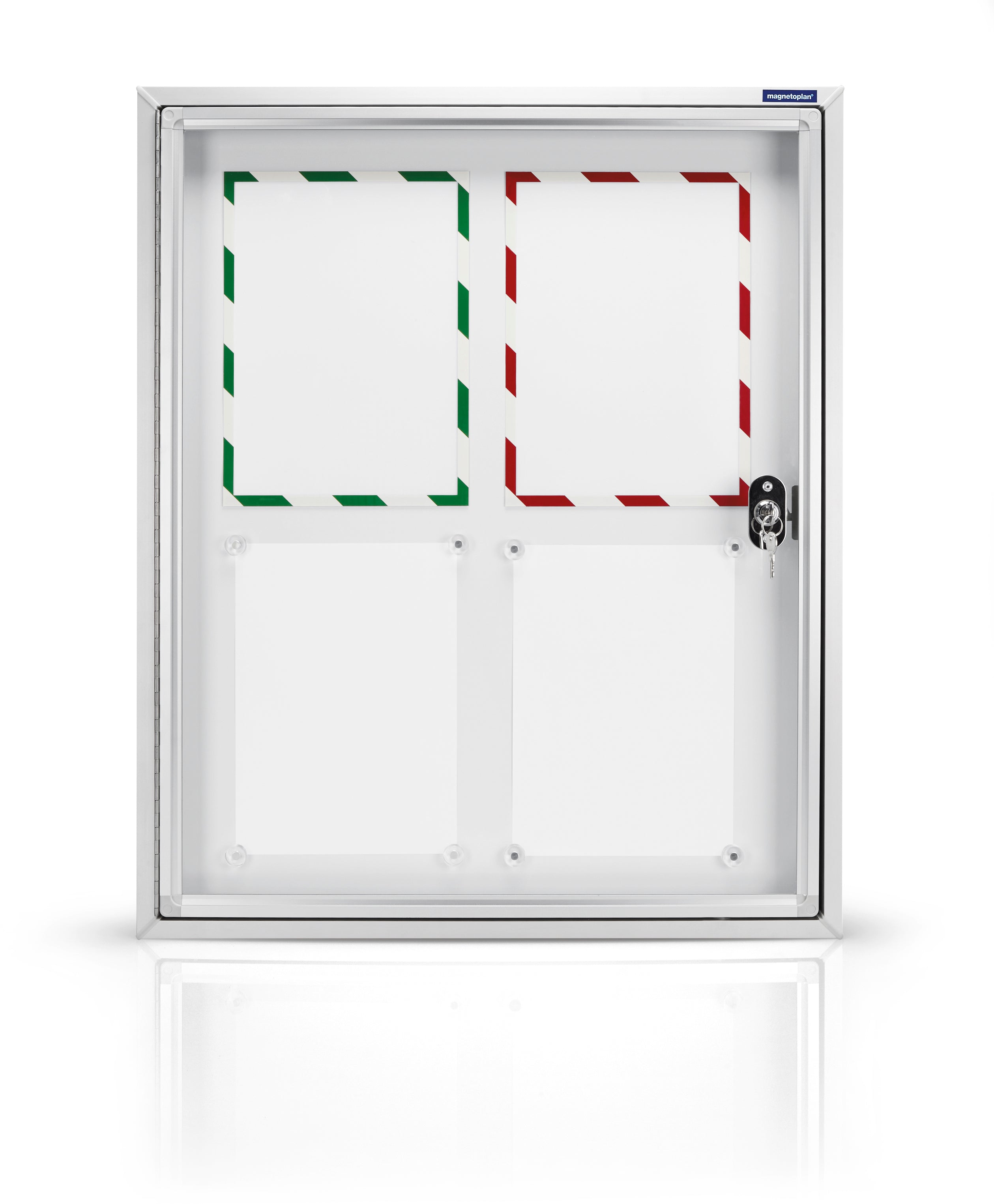 Magnetoplan Schaukasten – für Aussenbereich – Klapptür – magnetische Metallrückwand – 4 × DIN A4