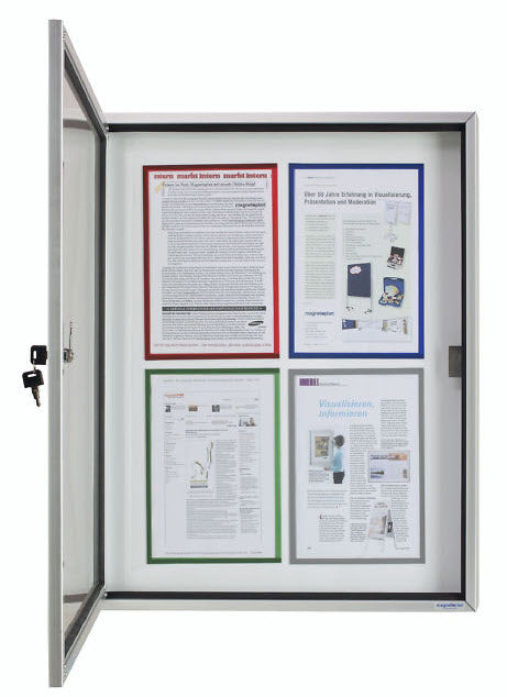 Magnetoplan Schaukasten – für Aussenbereich – Klapptür – magnetische Metallrückwand – 9 × DIN A4