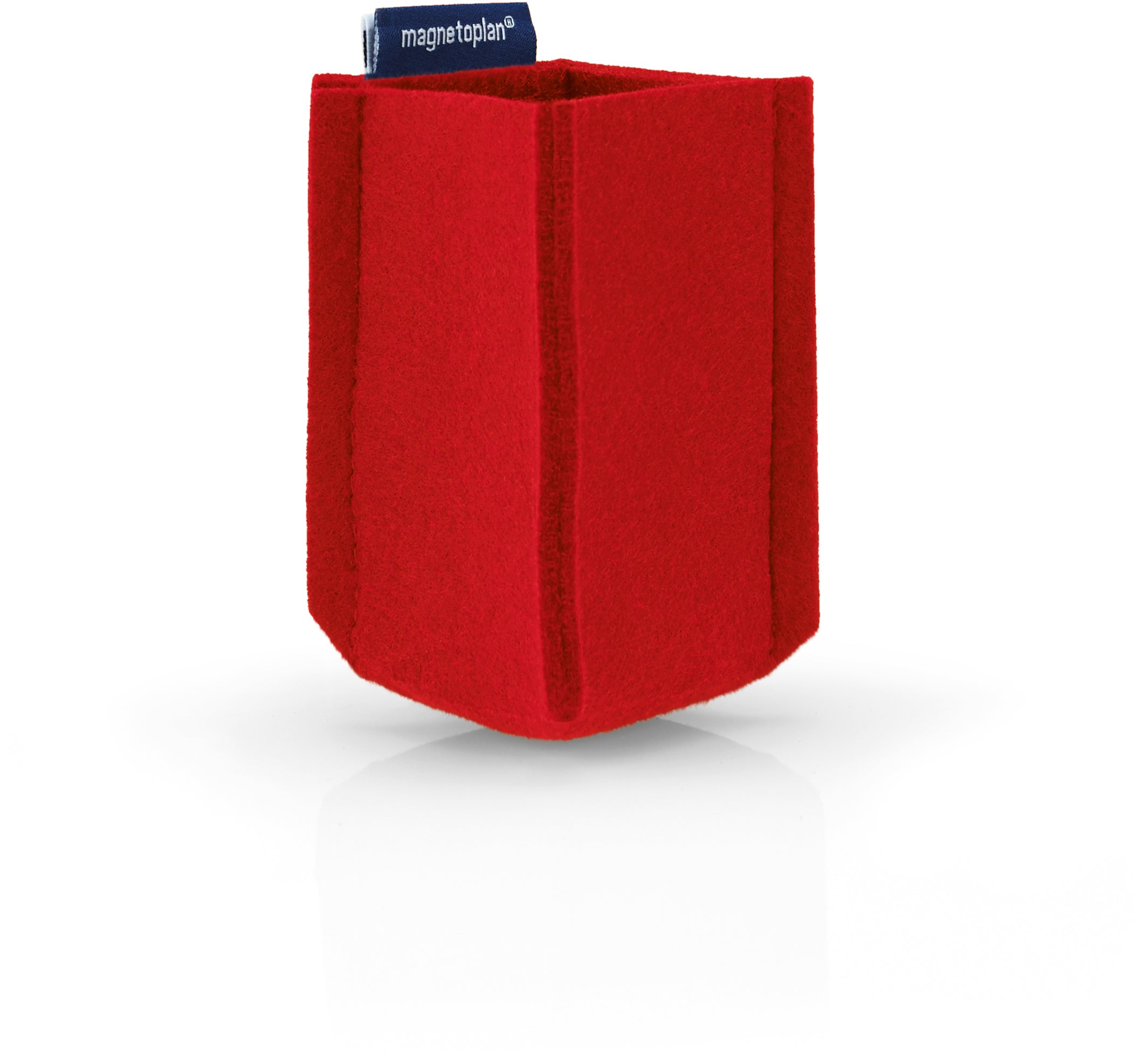 Magnetoplan Stiftehalter für Whiteboard – magnetisch, Filz (recycelt), rot, 60 × 60 × 100 mm