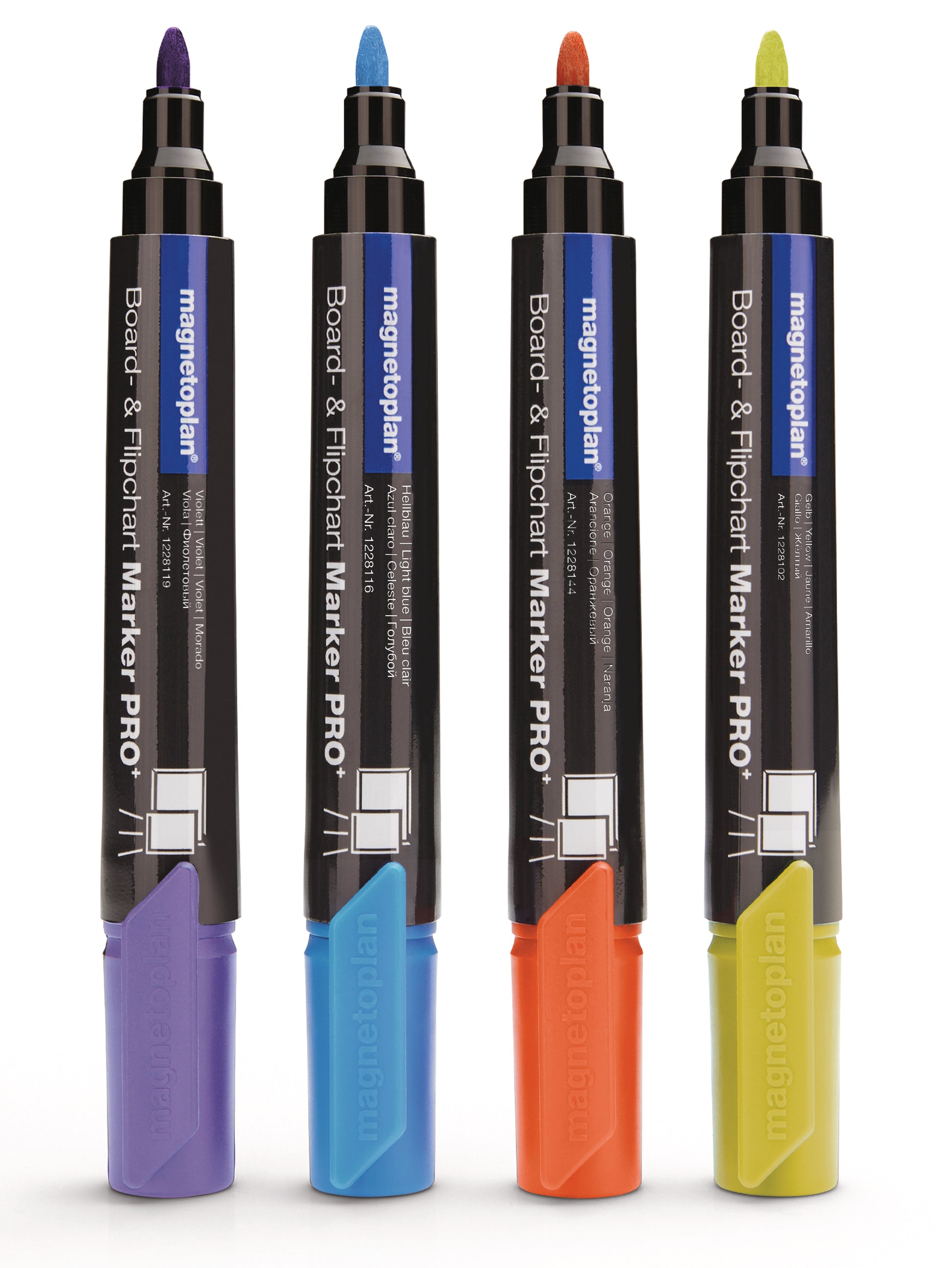 Magnetoplan PRO+ Whiteboard-Marker – Rundspitze 1,5–3 mm, 4 Farben, 4er Set – für Whiteboards/Flipcharts