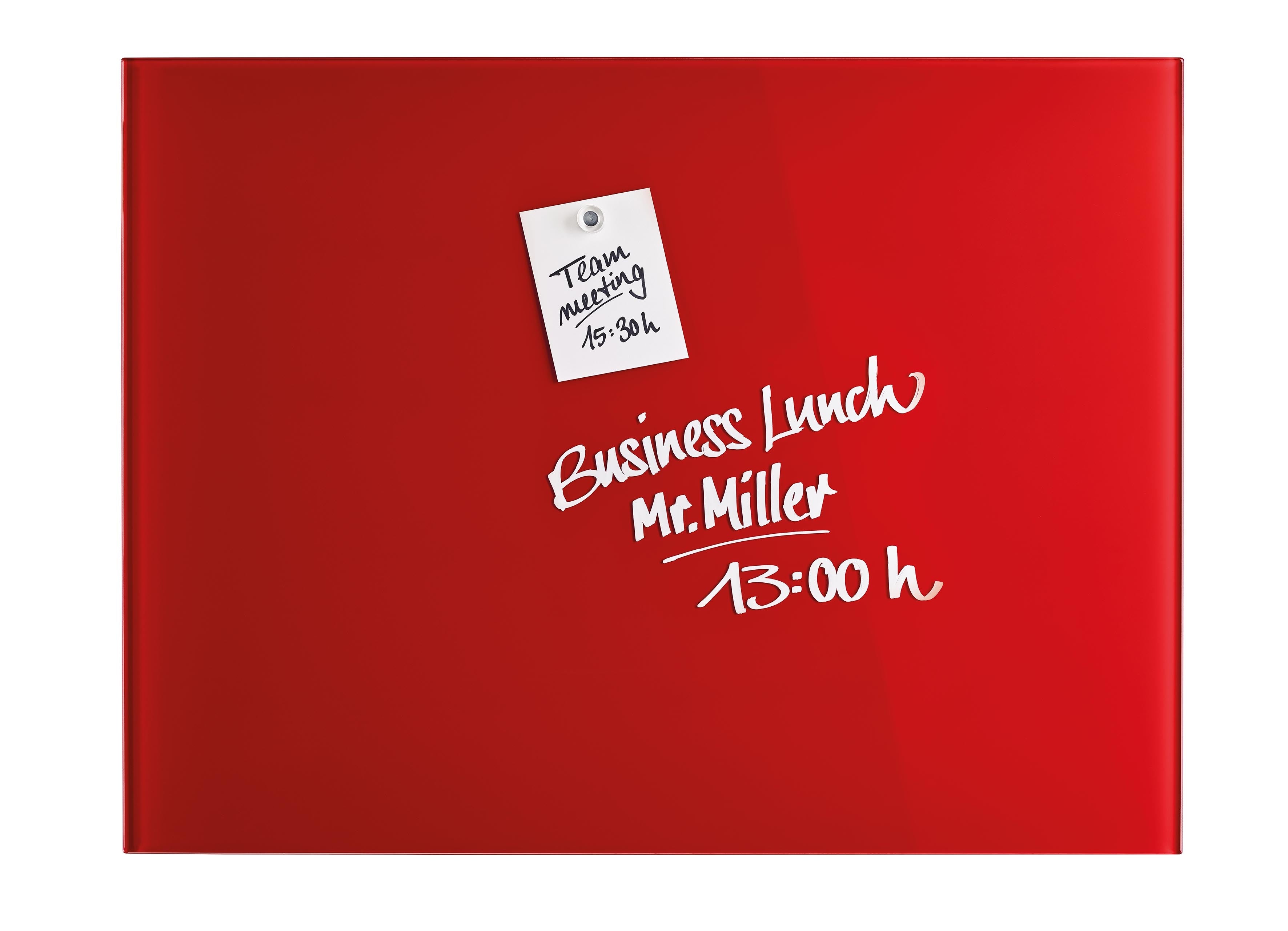 Magnetoplan Glasboard – rot, glänzend, magnetisch – 80 × 60 cm
