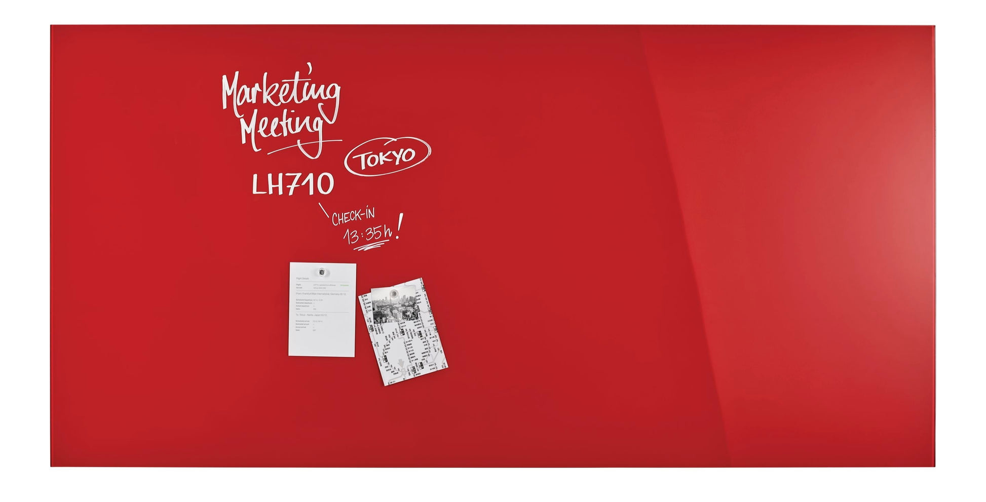 Magnetoplan Glasboard – intensiv-rot, glänzend, magnetisch – 200 × 100 cm