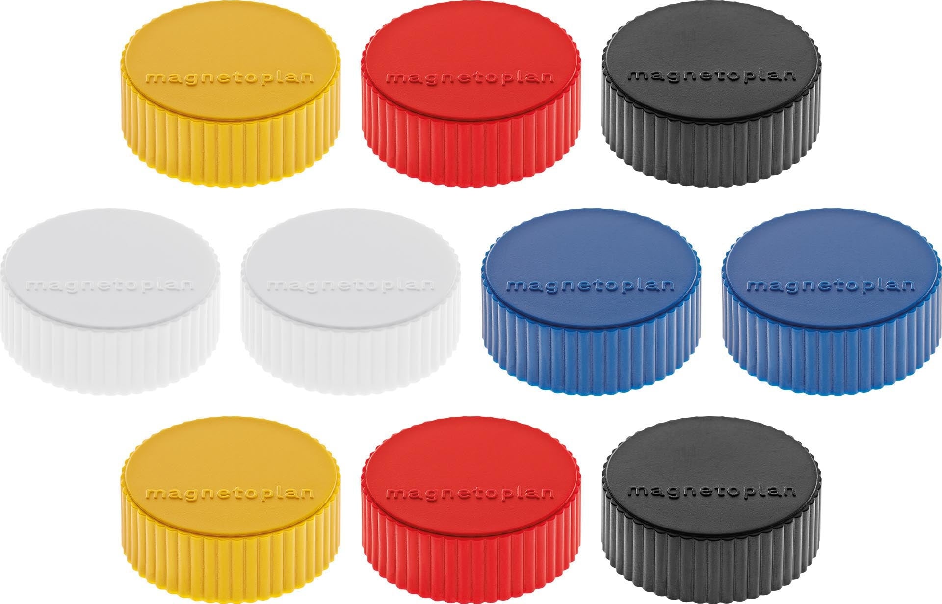 Magnetoplan Tafelmagnete – Ø 34 mm, 10 Stk., farbig sortiert