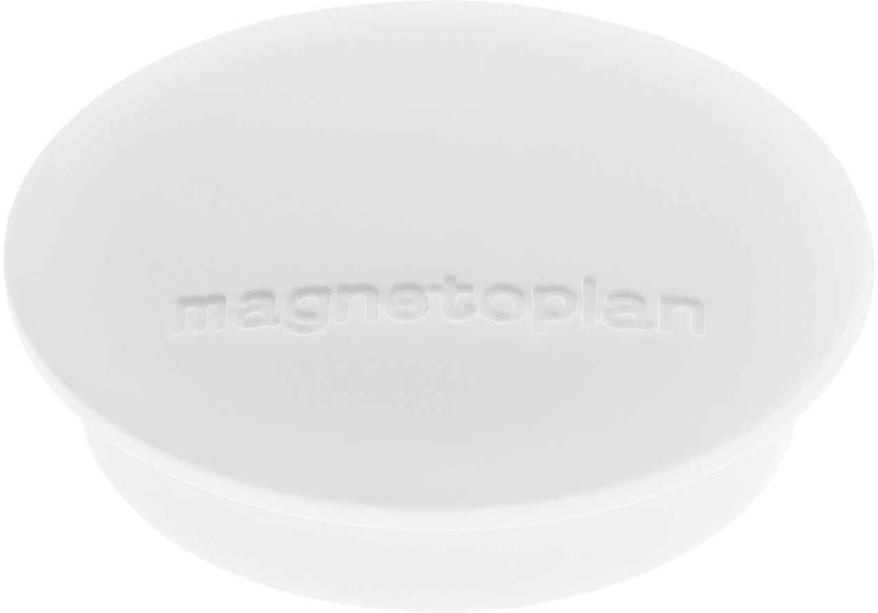 Magnetoplan Tafelmagnete – Ø 34 mm – 10 Stk. – weiss