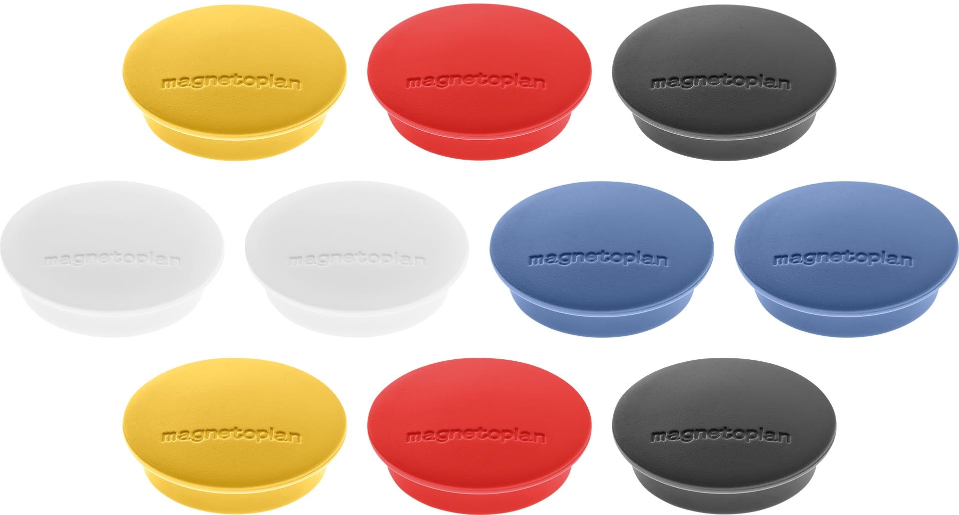 Magnetoplan Tafelmagnete – Ø 34 mm – 10 Stk., assortiert