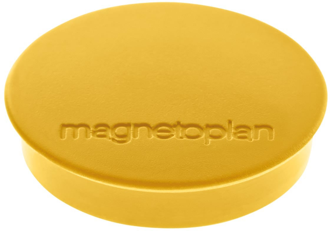 Magnetoplan Discofix Rundmagnete – Ø 30 × 8 mm, gelb, Vollkern-Ferrit, Haftkraft 0,7 kg, 10 Stk.