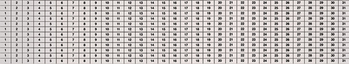 Magnetoplan Magnetstreifen – PVC, bedruckt 1–31, magnetisch – weiss – 12 Streifen – für Jahresplan Manager