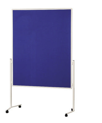 Magnetoplan Moderationswand – Filz, mit Rollen – 120 × 150 cm – Blau, Alurahmen
