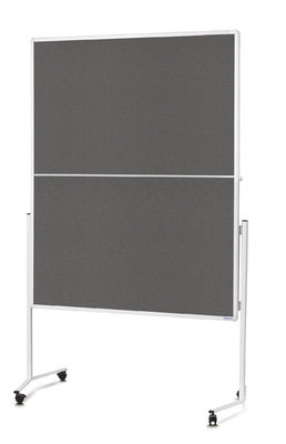 Magnetoplan Moderationswand – Filz, mit Rollen – 120 × 150 cm – Grau, Alurahmen