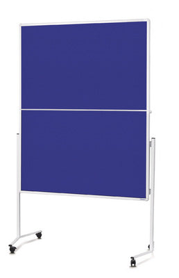 Magnetoplan Moderationswand – Filz, mit Rollen – 120 × 150 cm – Blau, Alurahmen