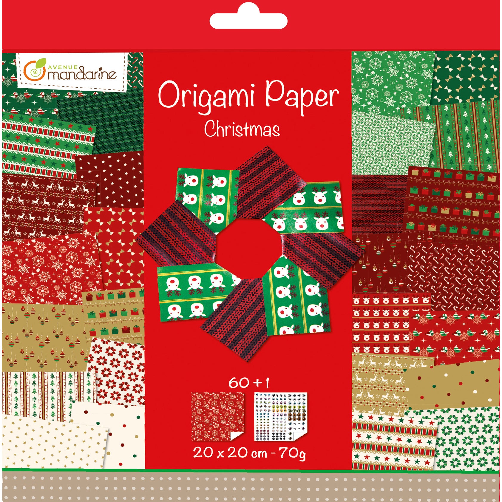 Mandarine BS Mandarine Origamipapier – 20 × 20 cm, Weihnachten, 70 g/m², PEFC – 60 Blatt