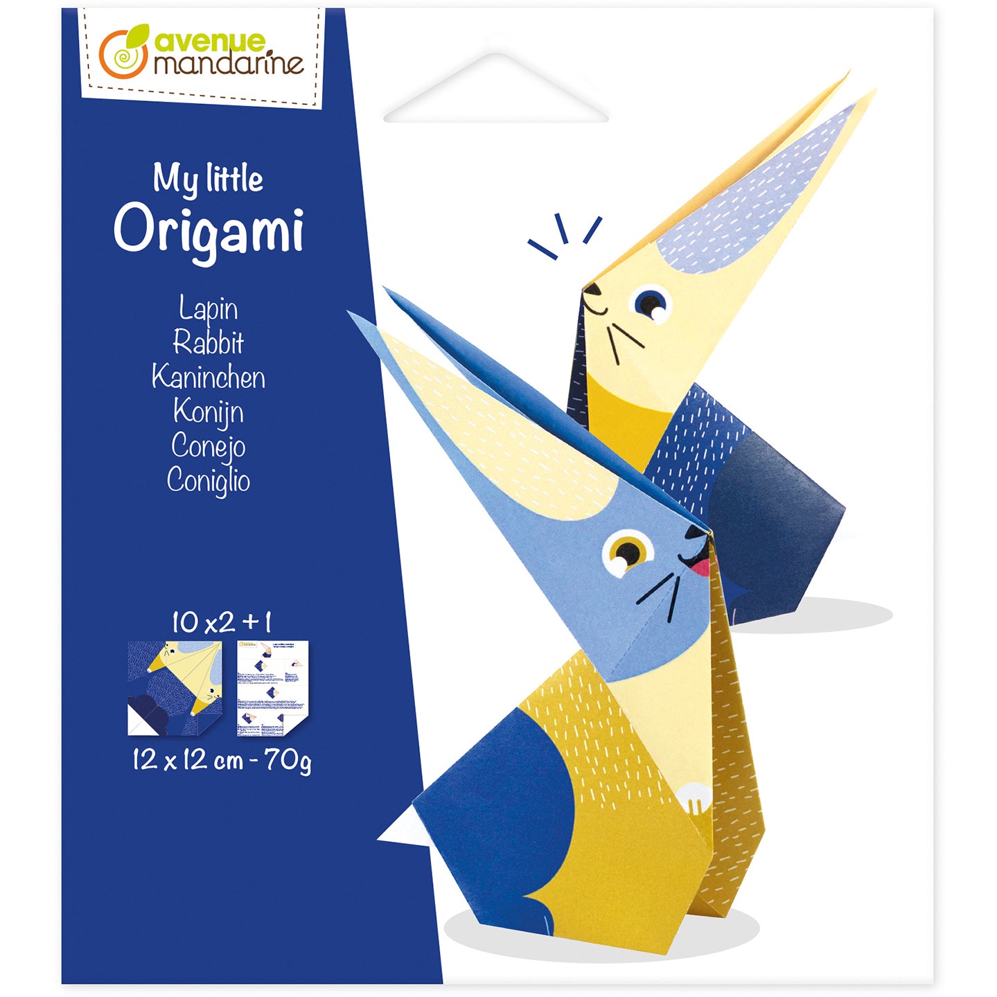 Mandarine BS Mandarine Origamipapier – 12 × 12 cm, Kaninchen, 70 g/m² – 20 Blatt, PEFC