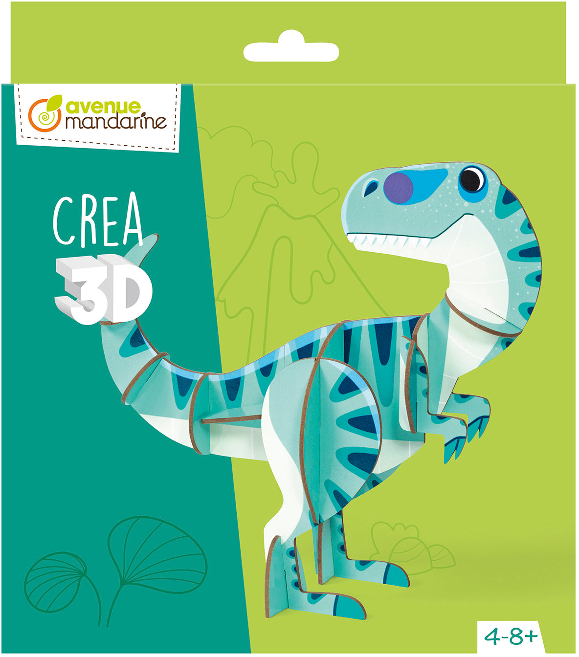 Mandarine BS MANDARINE PU029C 3D-Puzzle – Dinosaurier – Karton, 20 × 20 cm – 3-teilig