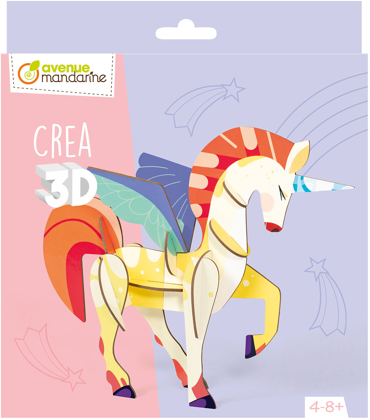 Mandarine BS MANDARINE 3D-Puzzle Einhorn – 3 Teile, 20 × 20 cm – Karton – PU030C