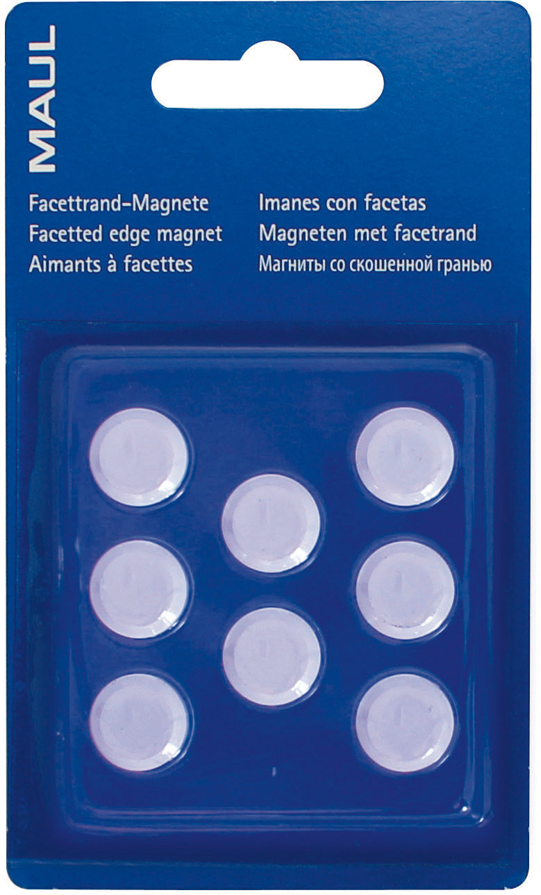 MAUL Tafelmagnete – Ø 15 mm, 8 Stk., weiss