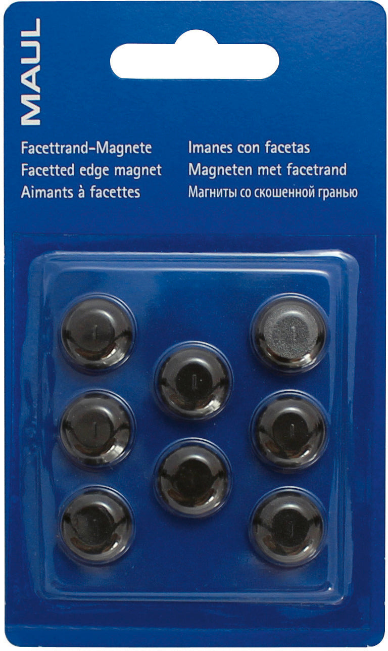 MAUL Tafelmagnete – Ø 15 mm, 8 Stk., schwarz