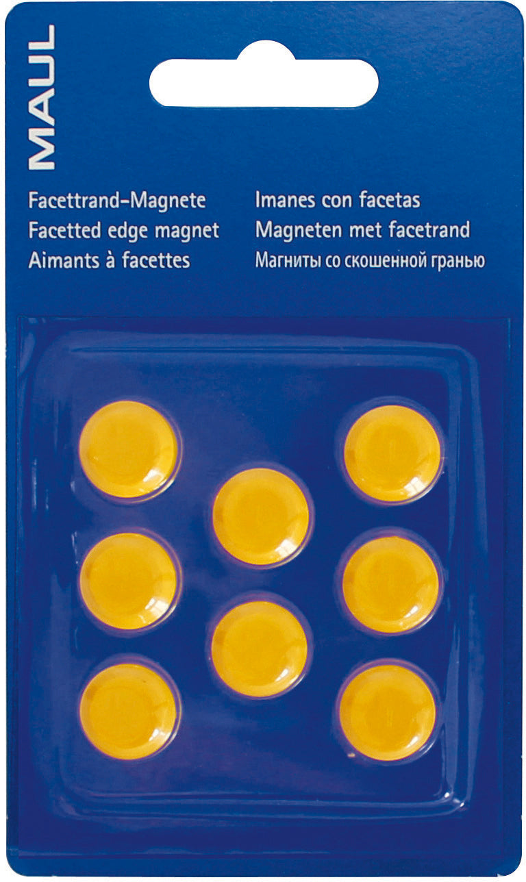 MAUL Tafelmagnete – Ø 15 mm – 8 Stk. – gelb