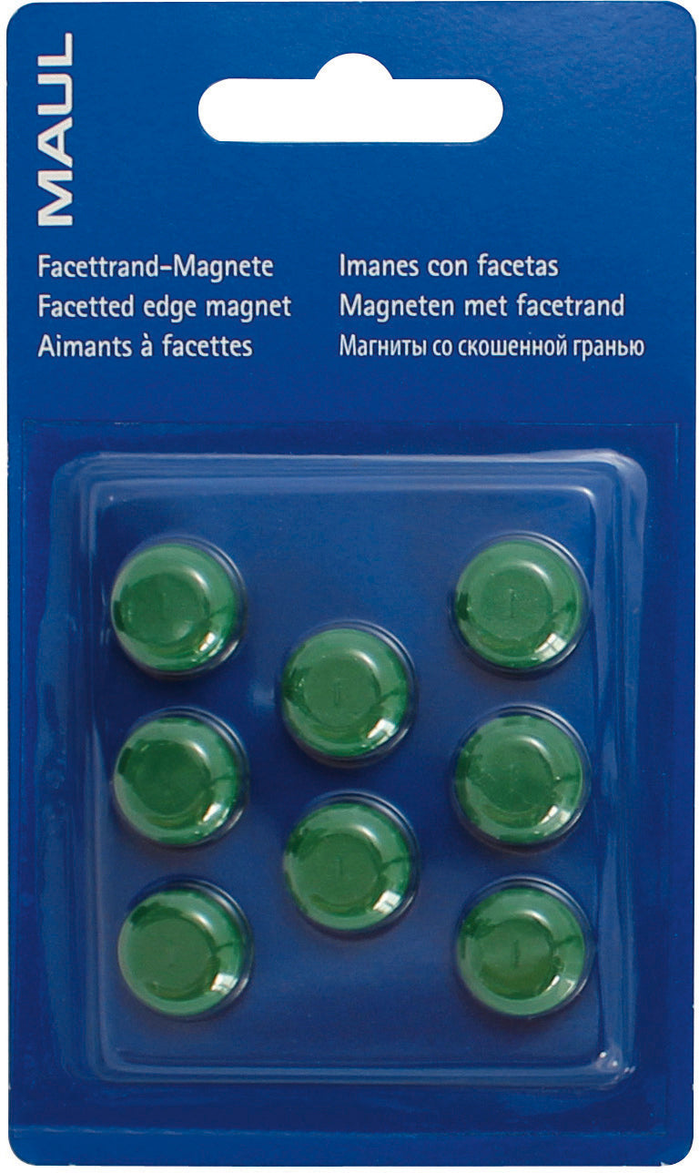 MAUL Tafelmagnete – Ø 15 mm, 8 Stk., grün