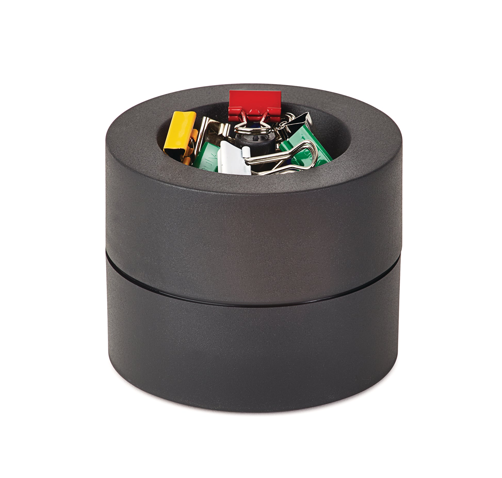 MAUL Magnetischer Klammernspender – inkl. 12 Büroklammern, stossfest, Kunststoff, schwarz, 73 × 60 × 73 mm