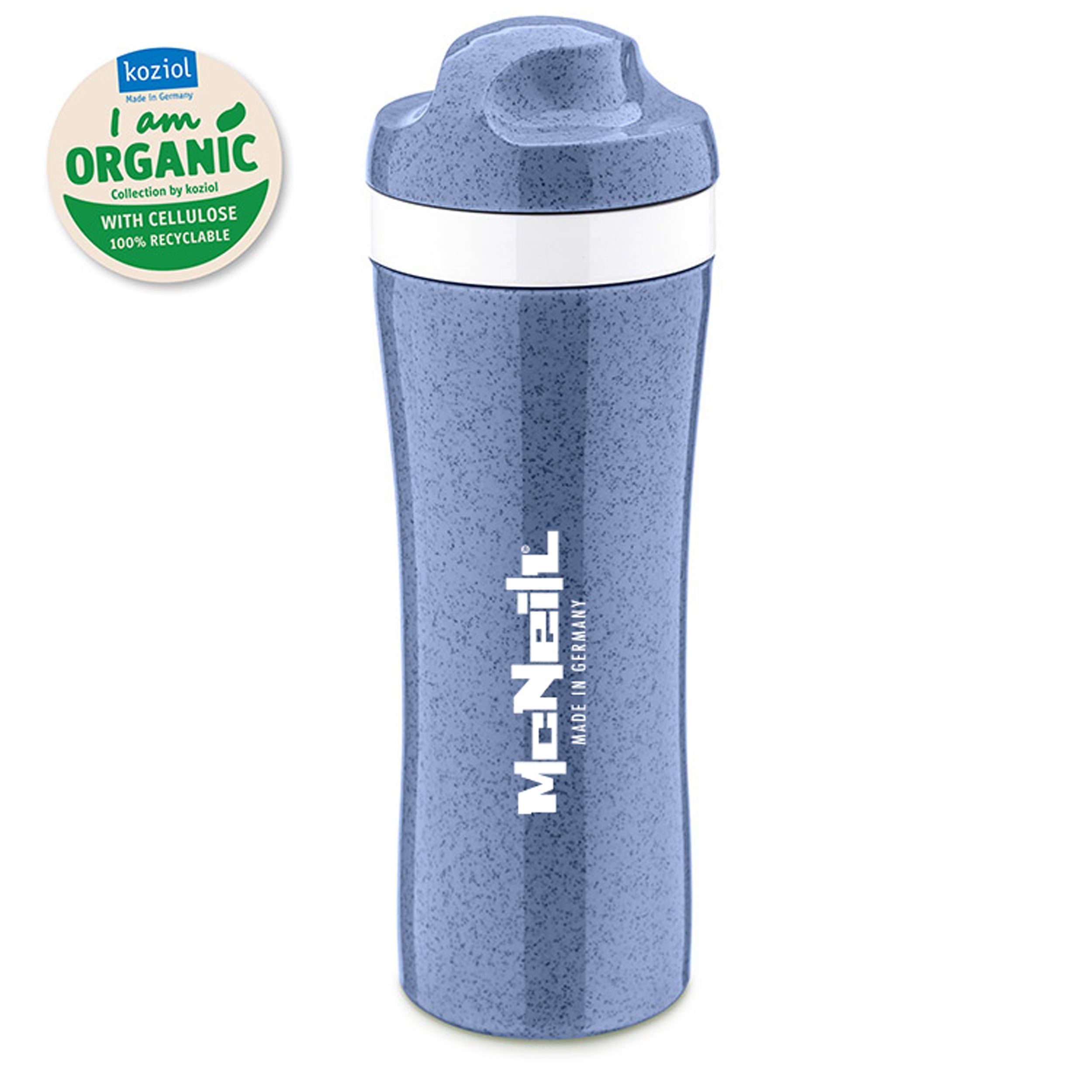 McNeill Koziol Organic Trinkflasche 425 ml – Kunststoff, Weithals, BPA-frei, Blau